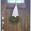 Miniatyrbild 4 av 5: Gnome Julkrans, Tallbarrs Julgnom Krans för Entrédörr, Hängande Dekorationer Krans