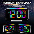 Pikkukuva 1 / 4: LED-digitaalinen herätyskello RGB-näytöllä ja ympäristövalaistuksella, elektroninen yövalo, pöytäkello, Time-B
