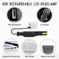 Pikkukuva 3 / 5: LED-otsalamppu, USB-ladattava, vedenpitävä COB XPE -otsalamppu, 5 tilaa, juoksuun, retkeilyyn, pyöräilykypärään, kalastukseen, korjaukseen, valokuvaukseen, lapselle