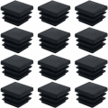 Miniatyrbilde 1 av 5: 40 stk firkantede endehetter for møbler Plast firkantede rørplugger 20mm x 20mm Rørplugger Antisklimatte Svart Rektangulær endehette Rørdeksel Sett inn P
