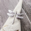 Miniatyrbilde 3 av 5: Sølv Serviettringer Sett med 8 for Bryllup Ferie, Dragonfly Metall Serviettholder for Bordlin, Middag Anledning