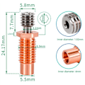 Miniatyrbillede 4 af 5: 4 stk. Serie 3D Printer Opgradering Højtemperaturbestandig M6 Titanlegering Rød Kobber Hals Bimetal til V6 HOTEND