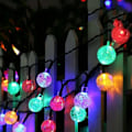 Miniatyrbillede 4 af 5: Udendørs Solcellelys Garland - 20 LED - 8 Tilstande - Krystal Kugler - Vandafvisende - IP65 - Til Have, Terrasse, Træer, gårdsplads, Fest, Bryllupsdekoration