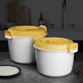 Miniatyrbilde 2 av 5: Bærbar bølgeovnsriskoker Multifunksjonell dampovn 2800Ml Isolasjonsmatboks Dampkokende redskaper for bølgeovn