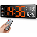 Miniatyrbild 1 av 5: Digitala väggklockor, väggklocka med datum, moderna väggklockor för vardagsrum, tysta väggklockor för sovrum med fjärrkontroll (orange, 13)