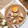 Miniatyrbillede 4 af 5: Rattan Brødkurv Rund Vævet Te Bakke med Håndtag til Servering af Middagsfester Kaffe Frokost (8,7 tommer)