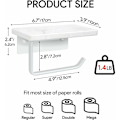 Miniatyrbillede 4 af 5: Toiletpapirholder i marmor med hylde, toiletrulleholder, skruevægmontering, toiletpapirholder i rustfrit stål med opbevaring til badeværelse og