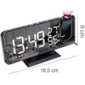 Miniatyrbild 5 av 5: Projektionsväckarklocka för sovrumstak, digital väckarklocka med radio och USB-laddningsportar, LED-skärm, 4 dimmer, dubbel väckarklocka med