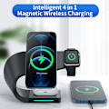 Miniatyrbillede 3 af 5: 4 i 1 Smart Trådløs Oplader Station til Apple Serie Iphone Watch Airpods, 15W Hurtig Opladningsstativ（Sort）