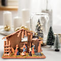 Miniatyrbillede 5 af 5: Julekrybbe Kompletsæt, Julekrybbe Scene - Krybbe Sæt, Julekrybbe Harpiksfigurer til Julepynt til Polyresin Jul