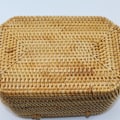Miniatyrbillede 4 af 5: Bærbar ottekantet vietnamesisk rotting teboks med låg håndværk diverse opbevaring makeup organizer