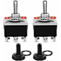 Miniatyrbillede 1 af 5: 2 stk. 6-bens/3-position Heavy Duty Vippekontakt 0250V/15A DPDT Til/Fra/Til Kontakt med Vandtæt Hætte - RWLamp Kontakt