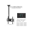 Miniatyrbilde 5 av 5: TMC-7006 Takmontert TV-veggfeste Takstativ Stang Inntrekkbar For 32\"-70\" Flatskjerm