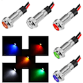 Miniatyrbilde 2 av 5: LED-indikatorlys, 5 stk/sett 5 lysfarger IP66 6 mm vanntett LED metall advarselslys med 1NO-ledning (AC220V)