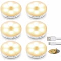 Miniatyrbild 1 av 5: Inomhusrörelsesensorlampa (6-pack Gult), ICEKO-KN Laddningsbar Barnnattslampa, 3 Lägen (Auto/På/Av), Batteridriven LED Trapprörelsesensor