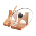 Miniatyrbild 5 av 5: Multifunktionell grytlockshållare i bambu, vikbar, vertikal förvaring för köksredskap, 2-pack