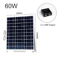 Miniatyrbillede 2 af 5: 60W Bærbar Solpanel 5V Dobbelt USB Oplader Panel Kit Udendørs Nødopladning Batteri Rejse Telefonoplader