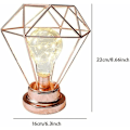 Miniatyrbillede 2 af 5: Sengelampe Dekorativ Natlampe, Diamantformet Retro Metal Bordlampe Batteridrevet Skrivebordslampe til Soveværelse, Stue, Bar, Hotel, Cafe (Rose