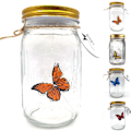 Miniatyrbilde 2 av 5: Simulert sommerfuglsamling i en krukke, potte som, LED-lys glass romantisk animert oransje