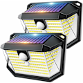 Miniatyrbillede 1 af 5: Udendørs Solcellelampe Bevægelsessensor - 178 LED Udendørs Lys Bevægelsessensor IP65 Vandafvisende Belysning Trådløs Sikkerhedsvæglampe Udendørs Havevæg L