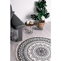 Miniatyrbilde 2 av 5: Rundt teppe, 120 cm, frynsete rundt teppe, sklisikkert, håndvevd og enkelt å rengjøre, bohemsk mandala-mønster, bomullsteppe-Fei Yu