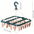 Miniatyrbild 2 av 5: Sock Drying Rack, Sock Drying Rack med 32 klämmor för underkläder, strumpor, hållbara klädnypor i plast för inomhus- och utomhusbruk