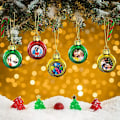 Miniatyrbild 3 av 5: 9 stycken sublimering julgranskulor krossäkra julgran för semesterbröllopsfestdekoration, 1,6 tum