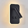 Miniatyrbillede 3 af 5: LED, sengeborde-læselampe, LED væglæselamper, justerbar spotlight 3000K/varmt lys (sort rektangel 2 stk)