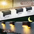 Miniatyrbillede 4 af 5: Vandafvisende Solcellehegnlys, Solterrasselys, Trappelampe, IP65 LED Solhavelys til Terrasse Trappehegn (Varmt Lys-Sort, 12 STK)