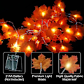 Miniatyrbild 3 av 5: Lönnljus, 6M 40 LED Lönnlöv Strängljus, Lönnlöv Strängljus, Höststrängljus, för Thanksgiving, Halloween, Jul, Heminredning, Höst D