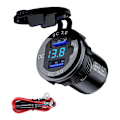 Miniatyrbillede 1 af 5: 3.0 Dobbelt USB Billader Stikkontakt 12V/25V USB-lader med Tændingskontakt til Båd Lastbil Golfvogn Sort