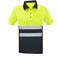 Miniatyrbillede 5 af 5: Kortærmet poloshirt med gul-blå refleks til arbejdspladssikkerhed, størrelse XL