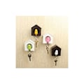 Miniatyrbillede 4 af 5: Nøglering med træhus og spurv + nøgleholder + fløjte (Hvidt hus + grøn fugl)