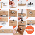 Miniatyrbilde 5 av 5: 120 stk Metall Trykknapper 4 Farger Lær Trykknapp Klær Kobber Trykknapp med 4 stk Festverktøy for Klær Lær Håndverk (12mm)