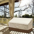 Miniatyrbilde 3 av 5: Solid 2-seters Sofadekke for Patiobenk, Vanntett Utendørs Sofadekke, Liten (Standard), Beige og Brun（420D，1478279cm）