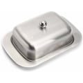 Miniatyrbilde 1 av 5: Smørboks i rustfritt stål, smørboks i metall med lokk, smørklokke smørboks smørkjøler smørboks sølv, 12,2 x 18,5 x 6,8 cm-