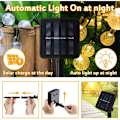 Miniatyrbilde 3 av 5: Solcelled Lyslenke for Utendørs, 100 LED Krystallkuler, Vanntett, for Utendørs/Innendørs, Hage, Balkong, Trær, Bryllup, Fester, Jul (Varmt Hvitt)