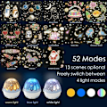 Miniatyrbillede 5 af 5: Baby Projektor Natlampe, LED Børnenatlampe Musikalsk Lys Lampe 360° Rotation, 8 Sange, 6 Projektionsfilm, Stjerner Projektor Lampe til Soveværelse,