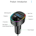 Pikkukuva 3 / 5: Auton Bluetooth 5.0 FM-lähetin MP3-soitin PD Type-C kaksois-USB-laturiadapteri Handsfree U-levy TF-kortti Häviötön musiikki