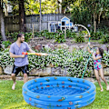 Miniatyrbild 4 av 5: Uppblåsbar vadderad pool, liten rund hopfällbar PVC-barnpool för familjedusch, bärbar badkar i vattenlekcenter fiske (100CM)-