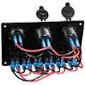 Miniatyrbilde 5 av 5: 6-veis bryterpanel med 12V-24V LED digital voltmeter, dobbel USB-lader, pluss-kontakt for Rv Truck Boat Suv