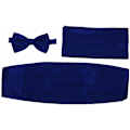 Miniatyrbilde 1 av 4: Satin Cummerbund Sløyfe Hanky ​​Bryllupssett Dyp Blå
