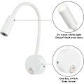 Miniatyrbilde 4 av 5: 2 stk LED Leselys Veggmontert Aluminium Sølvfarge, Skrivebordslampe Varmt Hvitt Lys Øyevern Design, Sengelampe med Bryter