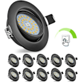 Miniatyrbillede 2 af 5: LED Nedfældet Dæmpbar Sort, 10x 5.5W Nedfældet Spot Justerbar 60°, Nedfældet Belysning 220V 4000K Neutral Hvid 600LM, Ekstra Flad Loft Spot 30mm f