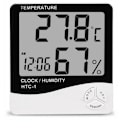 Miniatyrbillede 3 af 5: LCD Digital Hygrometer Termometer med Alarmur - Temperatur- og Luftfugtighedsmåling, Hvid Farve, HTC-1 Model