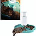Miniatyrbillede 3 af 5: Krybdyr Vanddispenser, 2 i 1 Anti-Overflow Foderdispenser Skål, Plastskål til Skildpadde Gecko - Blå