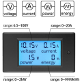 Miniatyrbillede 2 af 5: Voltmeter Amperemeter DC 6.5-100V 20A, Spændingsmåler Wattmeter Tester Spænding Strøm Effekt Energi Digital LCD Energimåler