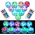 Miniatyrbillede 1 af 5: 10 stk. Mini LED-undervandslys, Mini LED-akvarielampe, Undervandslampe Vandtæt RGB Multicolor LED-stearinlysbelysning med 2 fjernbetjeninger til