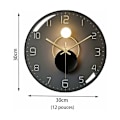 Miniatyrbillede 5 af 5: Moderne lydløse vægur, 30 cm diameter vægur, rund digital kvartsur, velegnet til stue, kontor, soveværelse, køkken (sort)
