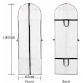 Pikkukuva 2 / 5: Hääpukupeite 60x180cm Pitkä Vaatepeite Morsiamen ja Neitovieraspuvun Pölyltä Suojattu Vedenpitävä Koit Suojattu Kosteutta Kestävä Taitettava ja Kannettava Kaksipuolinen Vetoketju